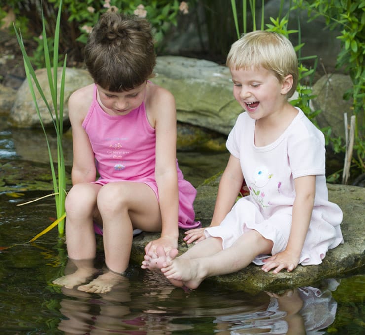 relaxing by water gardens