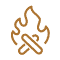 Brown icon of a hand holding a flame, reminiscent of the warmth you'd find at a hearth & fireplace in Cumberland, MD.