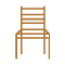 Illustration of a simple piece of outdoor furniture: a wooden chair with a slatted backrest and square seat.